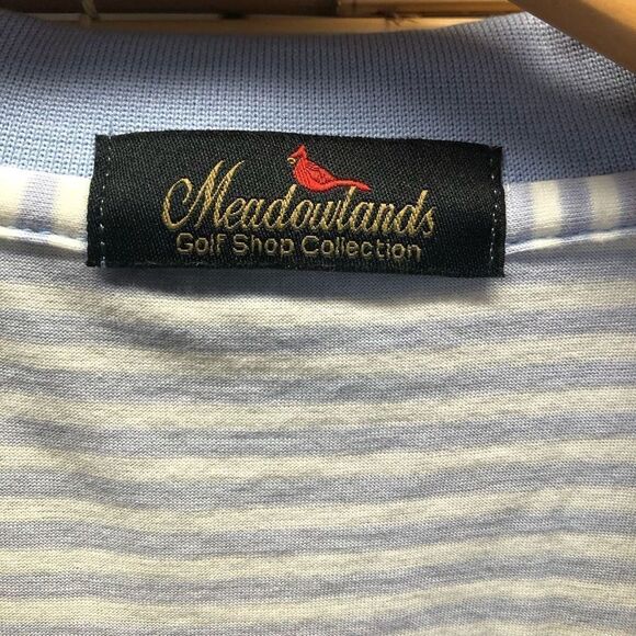 Meadowlands Golf Shop Collection Medium (M) Striped Polo Cardinal Blue and White - Picture 5 of 6